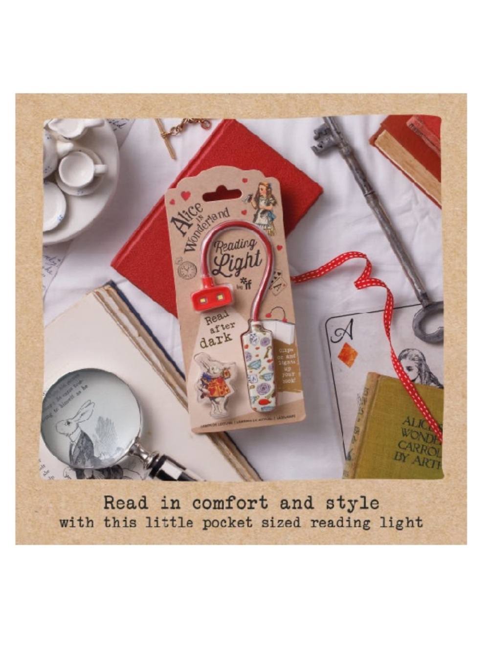 Alice in Wonderland Red Flexible Reading Light, NWT 🫖 ♥️ 🃏 🐇 - Picture 7 of 7